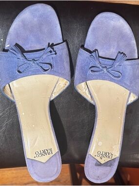 Chloe Purple Suede Slide Mules with Bow Detail